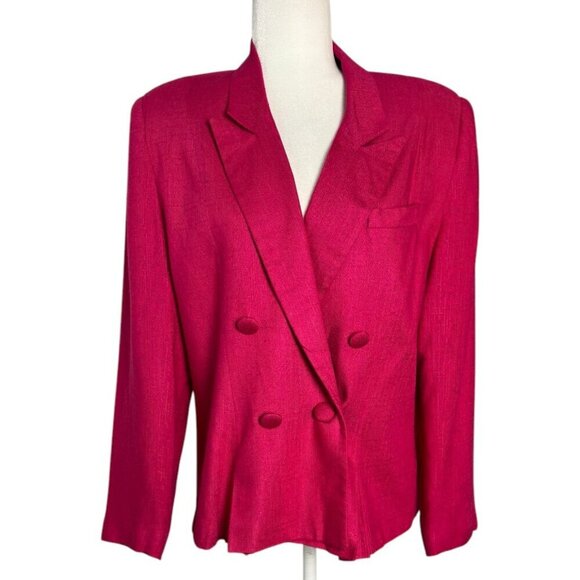 GILMOR Two Piece SET Skirt Set Barbie Hot Pink Double-Breasted Women's Sz 10 - Picture 5 of 9